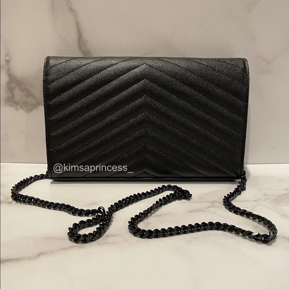 Saint Laurent Monogram Matelassé Leather Wallet On Chain - WOC - Black - Large - Picture 6 of 6